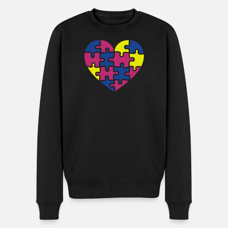 puzzle herz - Männer Premium Bio Pullover - Schwarz