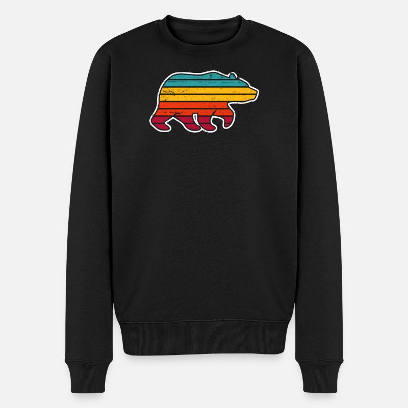 Silhouette d’ours à rayures arc-en-ciel - Pull Premium bio Homme - noir