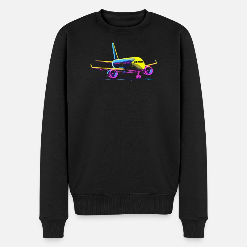 Flugzeug Cartoon Stil - Männer Premium Bio Pullover - Schwarz