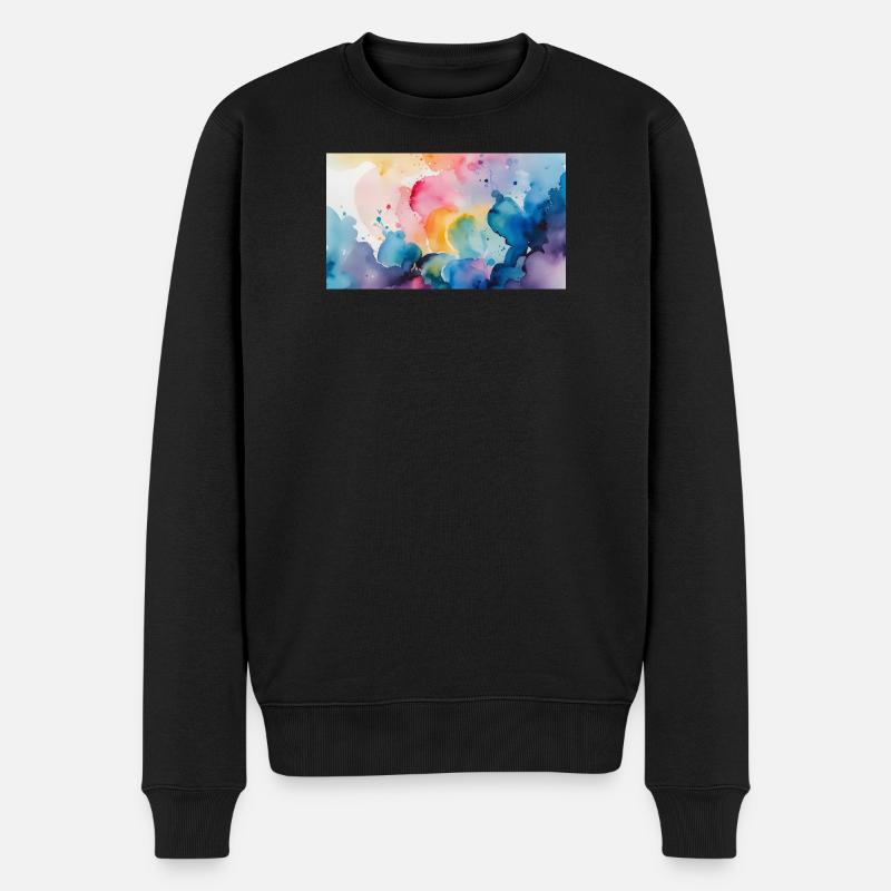 Aquarellfarben Explosion Kunst Design - Männer Premium Bio Pullover - Schwarz