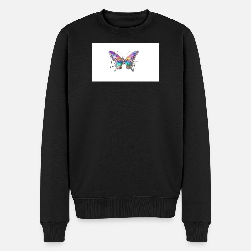 Bunter Schmetterling mit Wasserfarben-Effekt - Männer Premium Bio Pullover - Schwarz