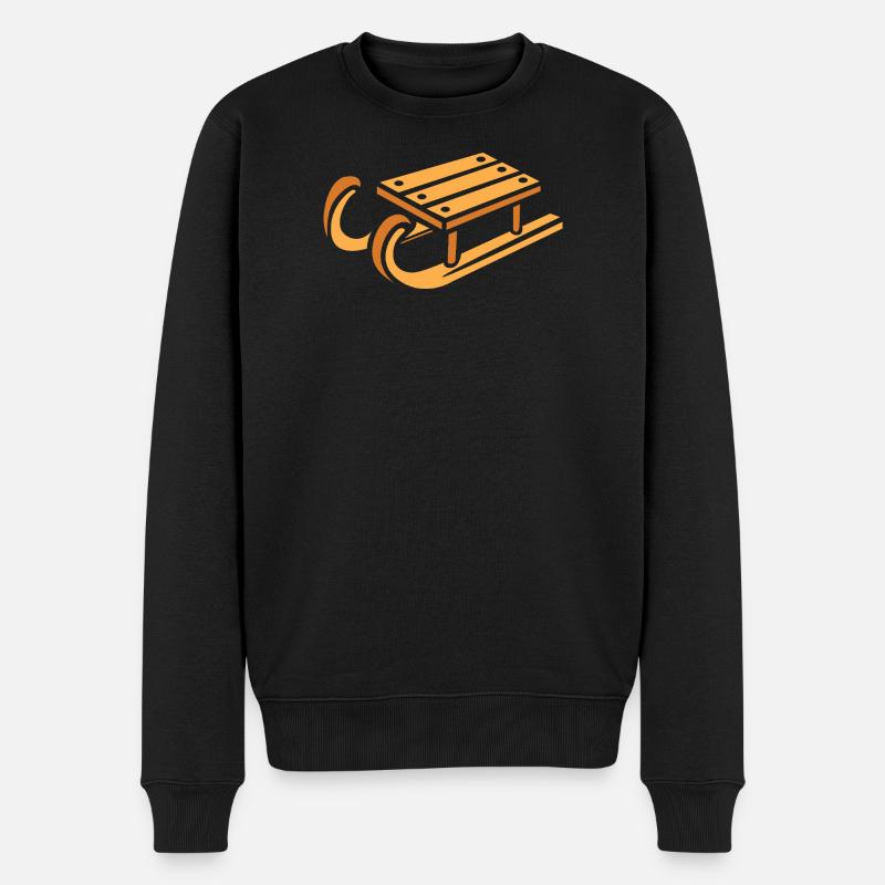 Winterlicher Schlitten Cartoon Stil - Männer Premium Bio Pullover - Schwarz