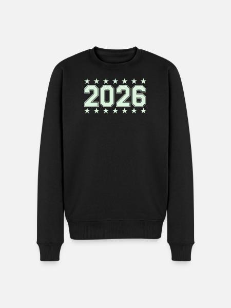 2026 Retro Block Font with Stars - Men's Premium Organic Jumper - black