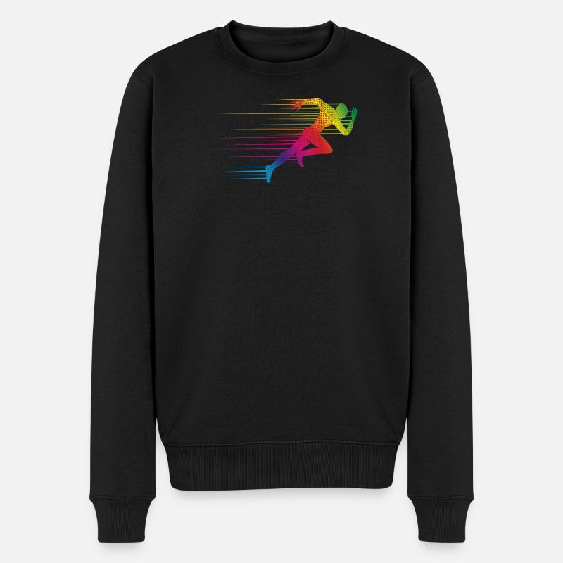 dynamisches Motiv eines Läufers beim Sprinten - Männer Premium Bio Pullover - Schwarz