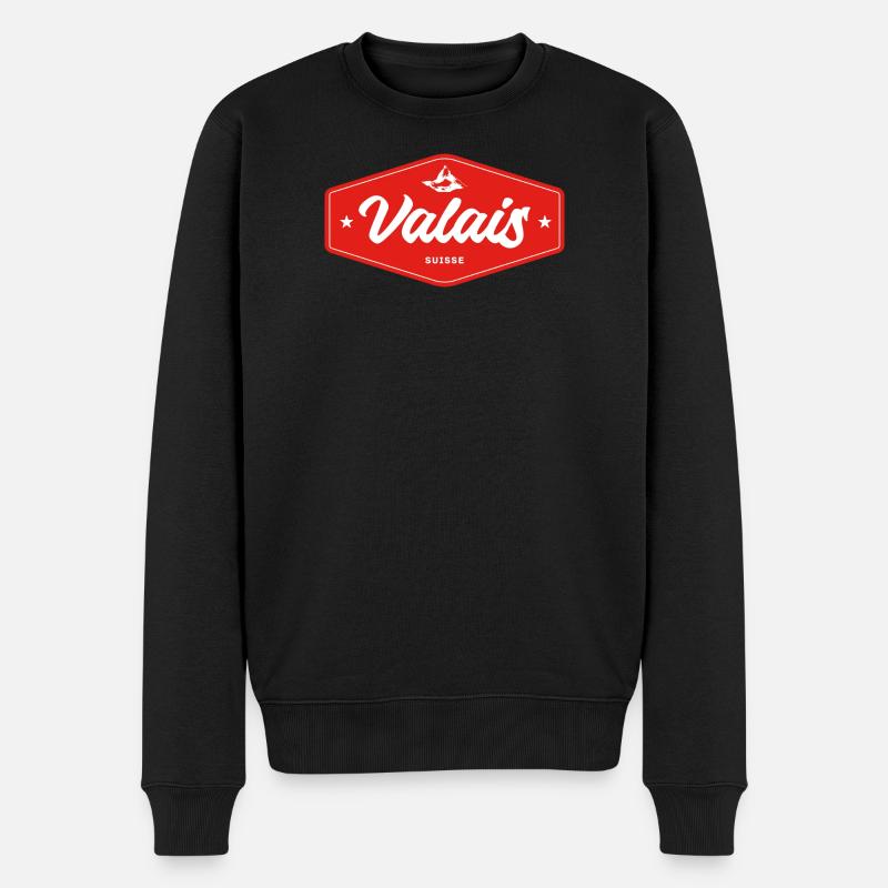 Valais Suisse Badge - Männer Premium Bio Pullover - Schwarz