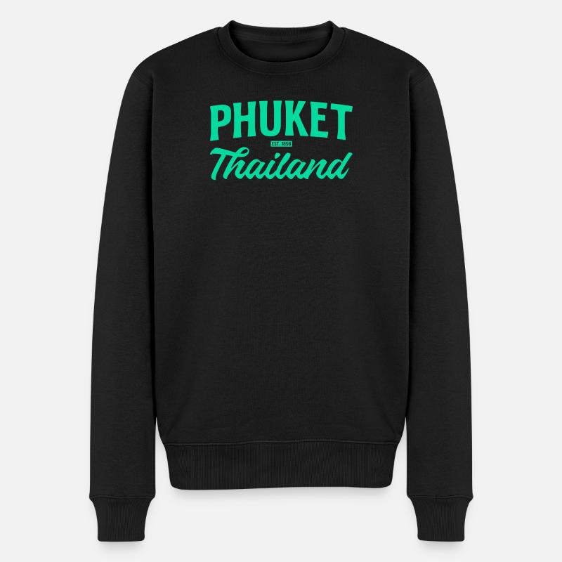 Phuket Thailand Teal Script - Männer Premium Bio Pullover - Schwarz