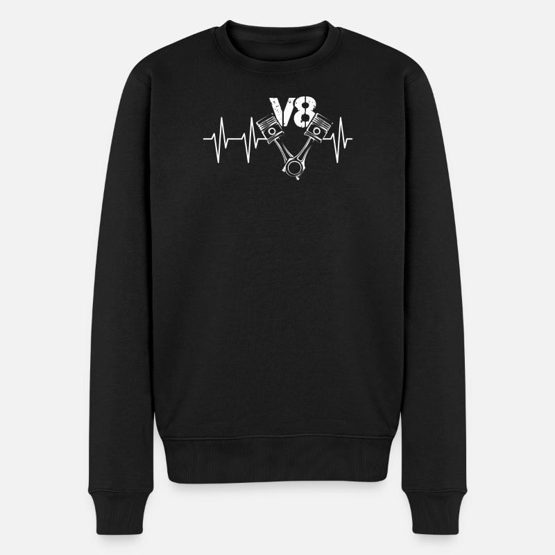 v8 Motor Symbol Herzschlag Puls Kolben Racing icon - Männer Premium Bio Pullover - Schwarz