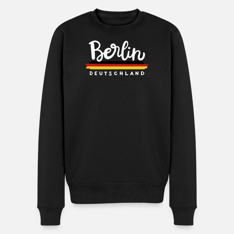 Berlin Deutschland Deutsche Flagge - Männer Premium Bio Pullover - Schwarz