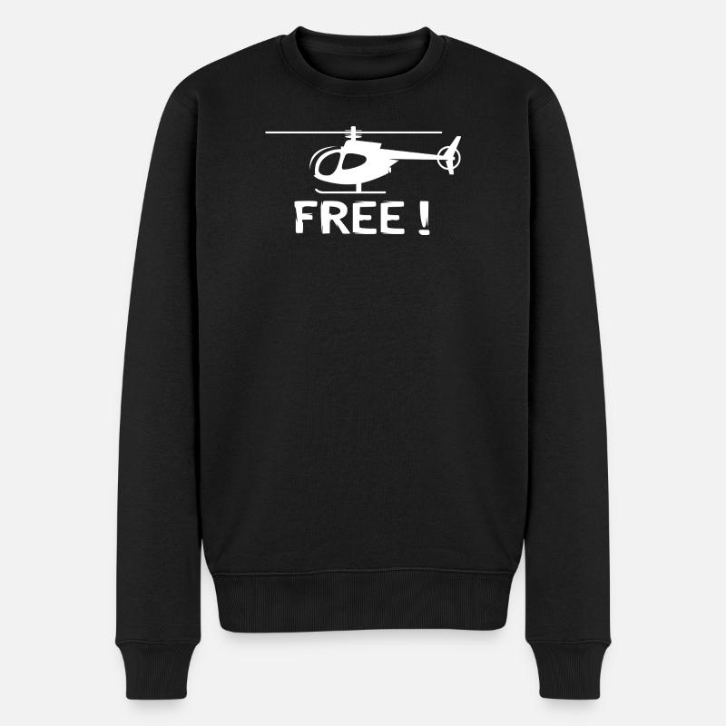 Helikopter Design – Fly Free! - Männer Premium Bio Pullover - Schwarz
