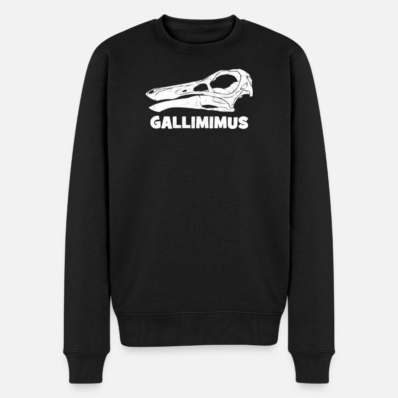 Gallimimus Schädel Fossil - Männer Premium Bio Pullover - Schwarz