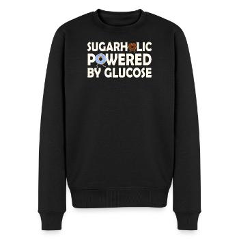 Sugarholic angetrieben von Glukose - Männer Premium Bio Pullover - Schwarz - Vorne - Nico (187cm)