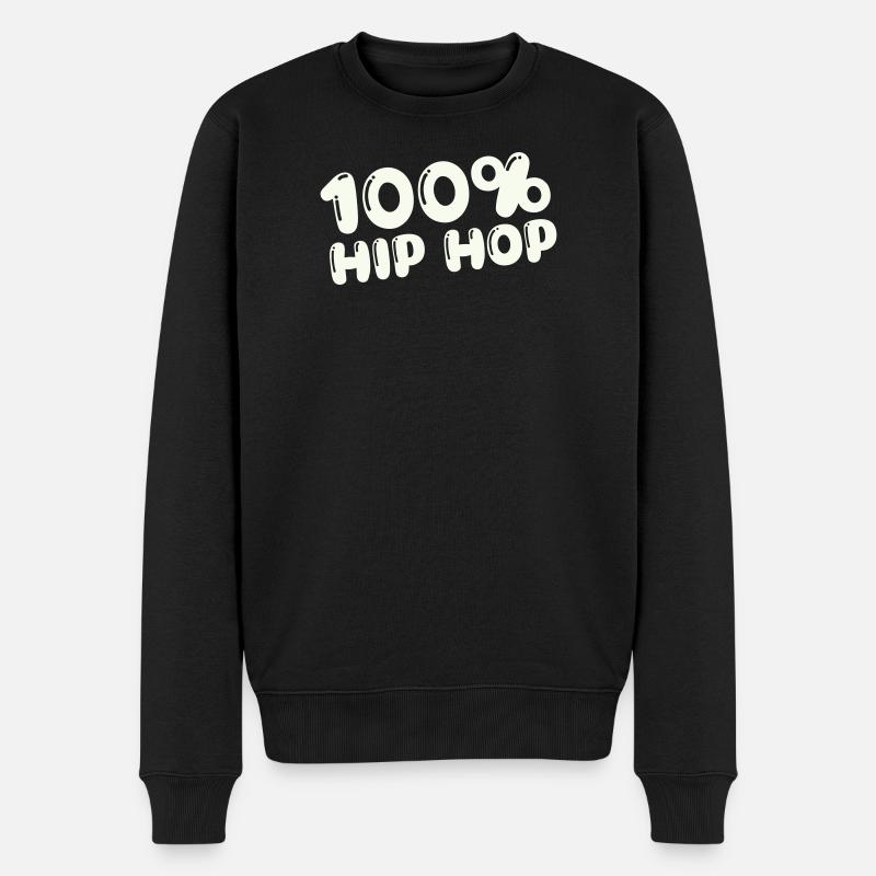 100-_hip_hop- - Männer Premium Bio Pullover - Schwarz