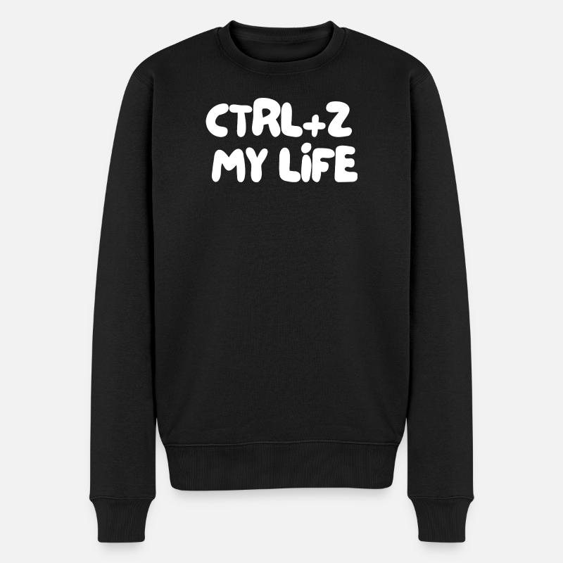 STRG+Z, MEIN LEBEN - Männer Premium Bio Pullover - Schwarz