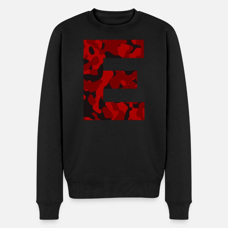 Buchstabe E Red Camo Design - Männer Premium Bio Pullover - Schwarz