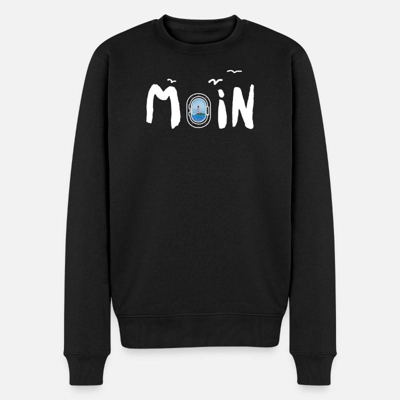 Moin Leuchtturm - Männer Premium Bio Pullover - Schwarz
