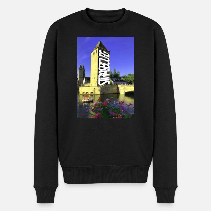 Straßburg Graph Überdachte Brücken - Männer Premium Bio Pullover - Schwarz