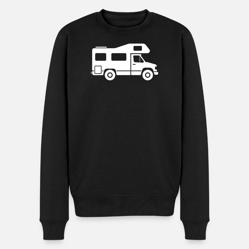 Wohnmobil Silhouette Camping Familie - Männer Premium Bio Pullover - Schwarz