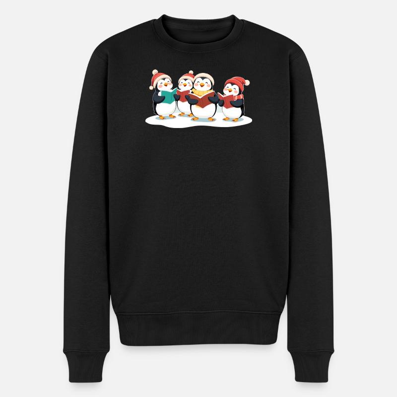 Motif de Noël des manchots chanteurs - Pull Premium bio Homme - noir