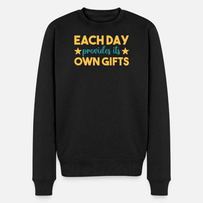 Each day a gift - Männer Premium Bio Pullover - Schwarz