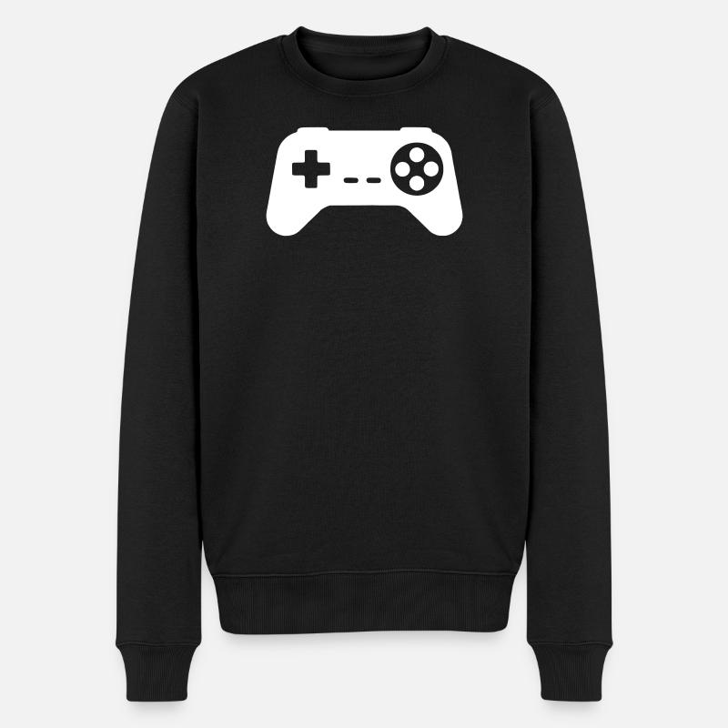 Silhouette rétro de manette - Pull Premium bio Homme - noir