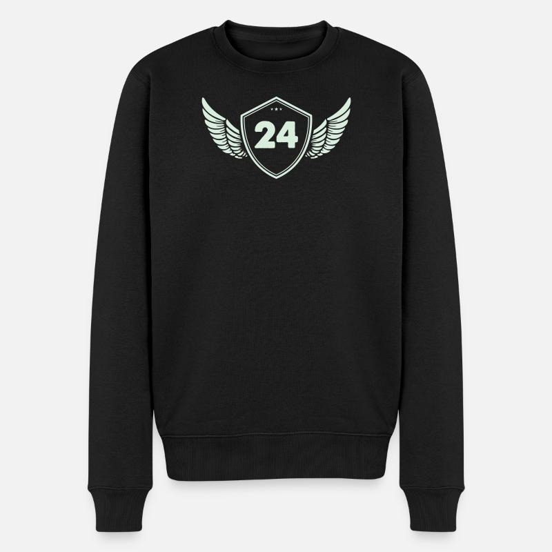 24 Bouclier avec ailes - Pull Premium bio Homme - noir