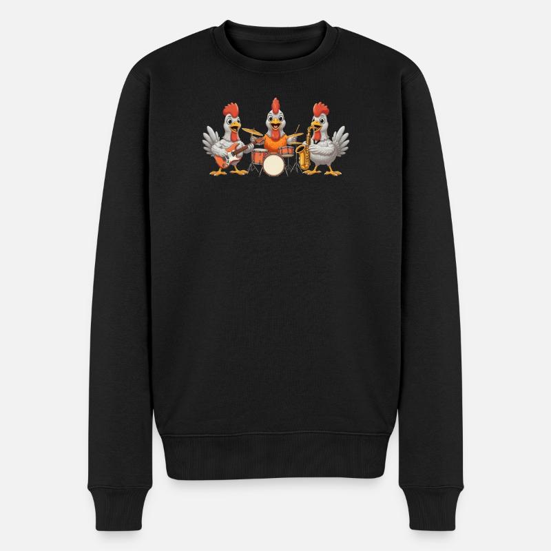 Hühner Musik - Männer Premium Bio Pullover - Schwarz