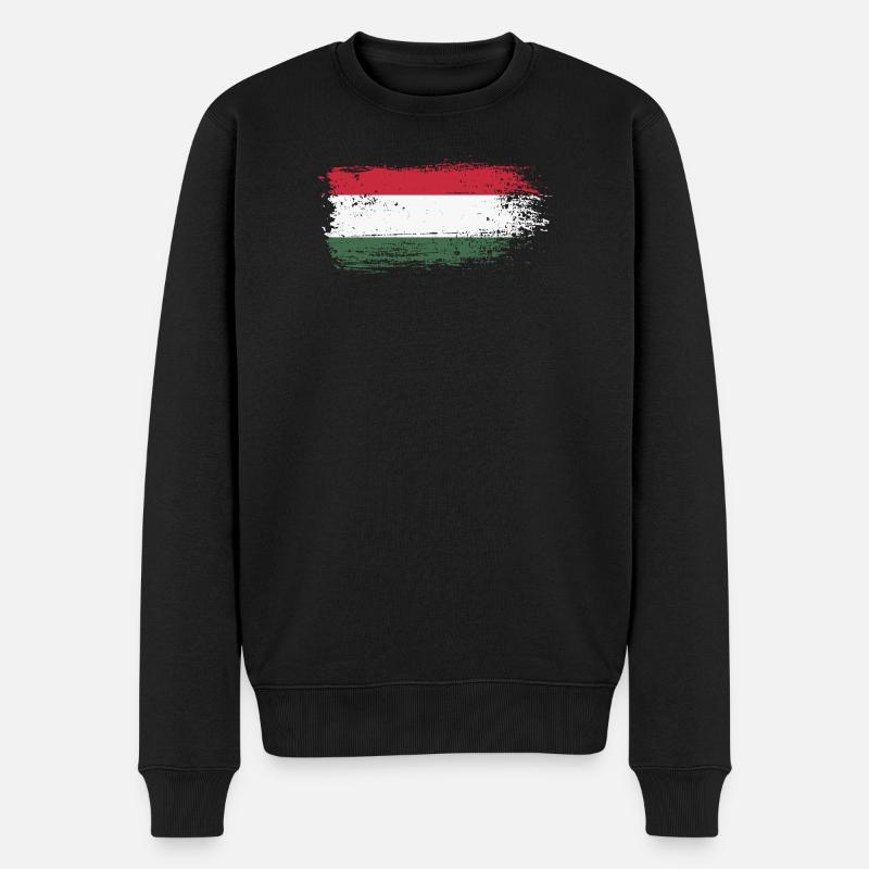 Ungarische Pinselflagge - Männer Premium Bio Pullover - Schwarz