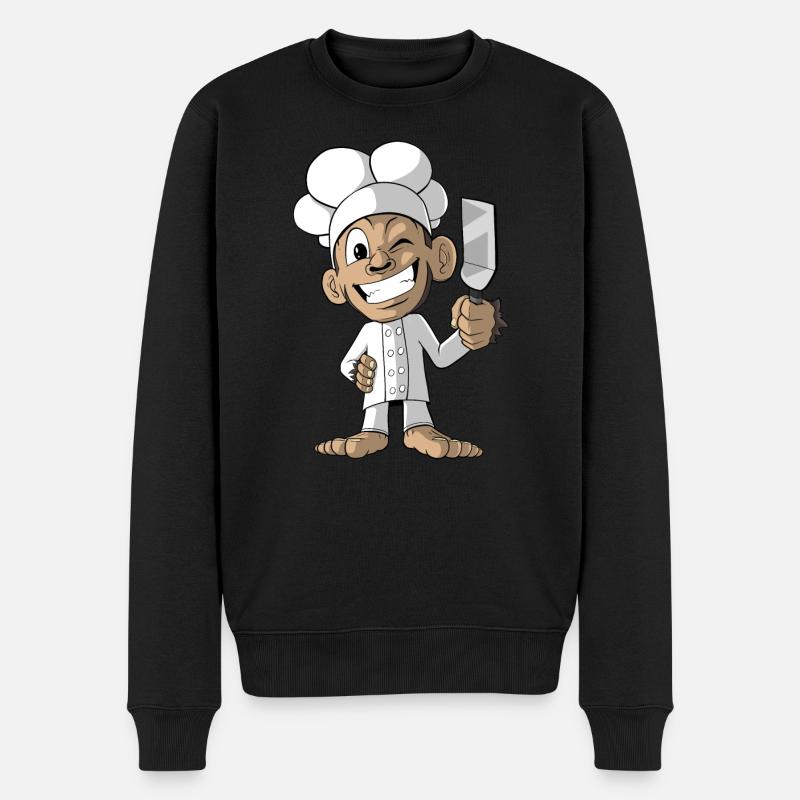 Lustiger Affe Chefkoch - Männer Premium Bio Pullover - Schwarz