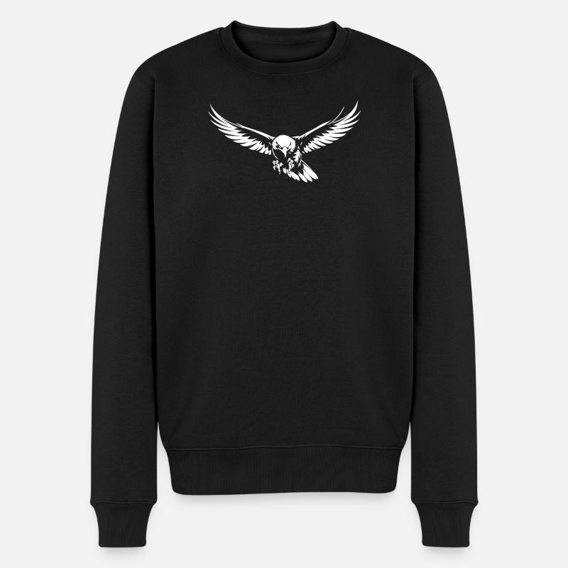 Angreifender Adler im Flug - Männer Premium Bio Pullover - Schwarz