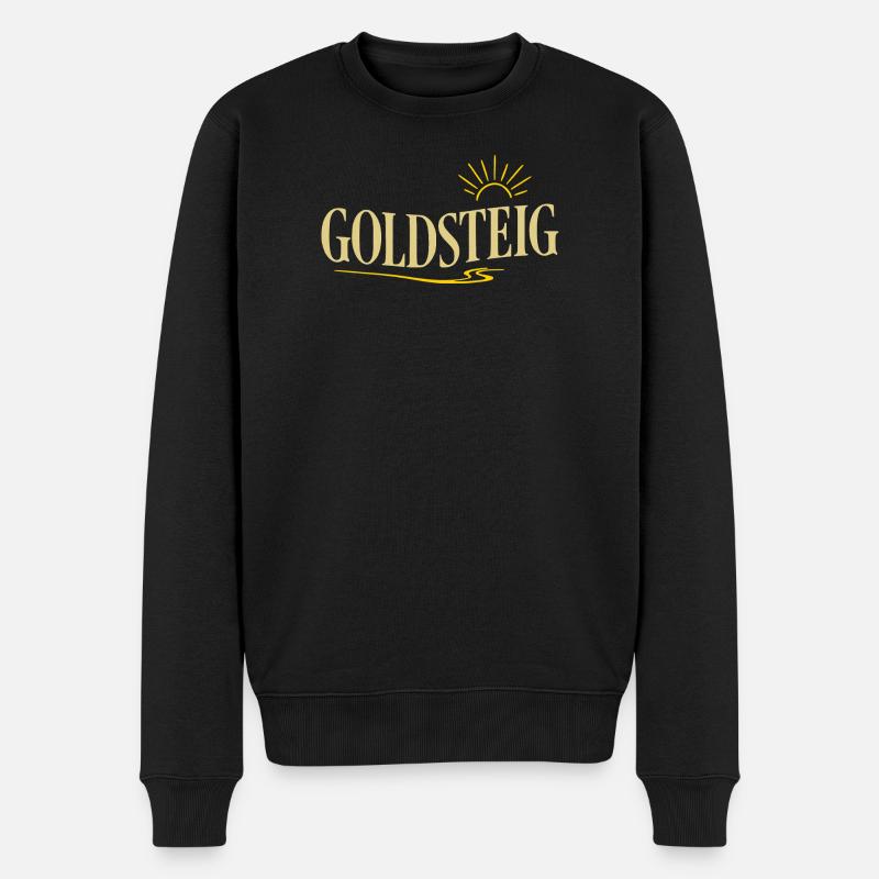 Goldsteig Typografie Wanderpfad - Männer Premium Bio Pullover - Schwarz