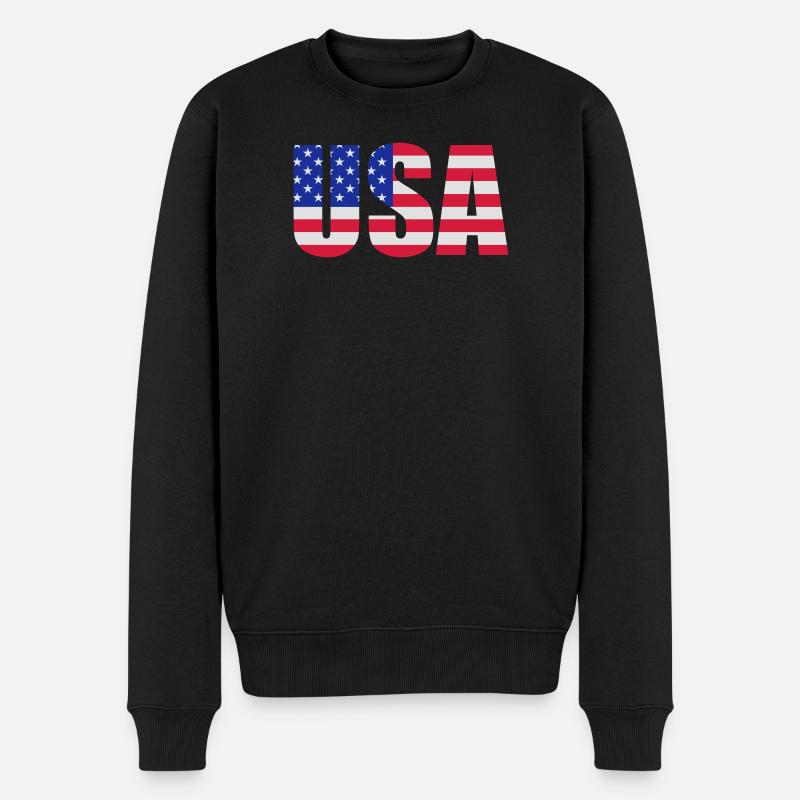 USA Flagge - Männer Premium Bio Pullover - Schwarz