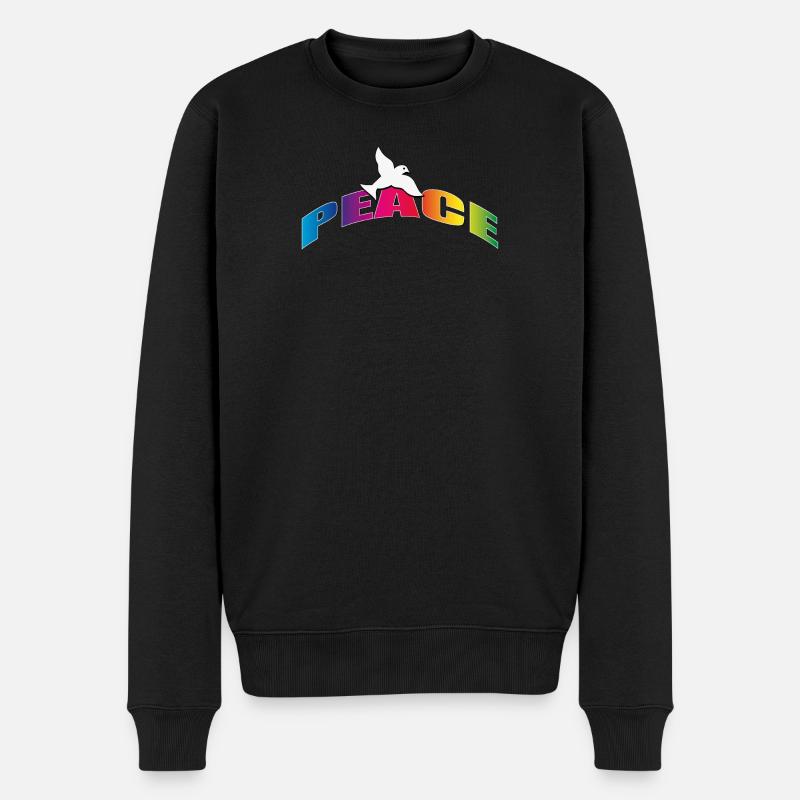 Peace mit Taube Regenbogenfarben - Männer Premium Bio Pullover - Schwarz