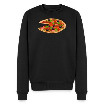 Manger de la pizza - Pull Premium bio Homme - noir - Devant - Nico (187cm)