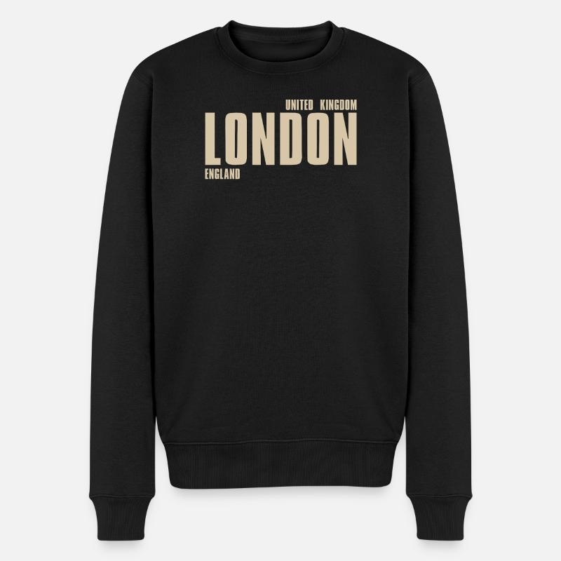 Londoner Retro-Typografie - Männer Premium Bio Pullover - Schwarz