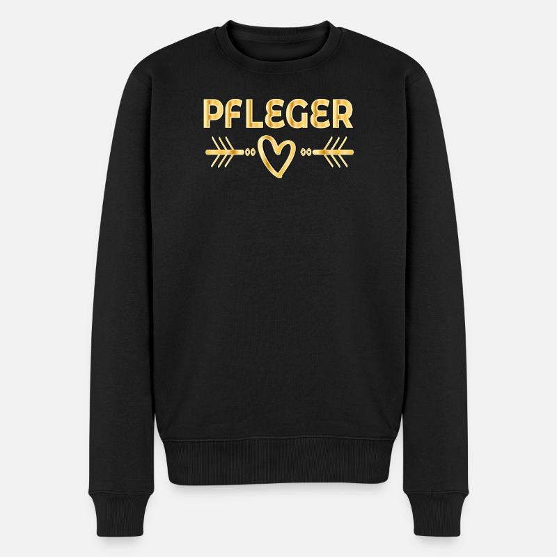 Pfleger Herz Pflegeberufe - Männer Premium Bio Pullover - Schwarz