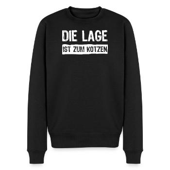 Die Lage ist zum kotzen - Männer Premium Bio Pullover - Schwarz - Vorne - Nico (187cm)
