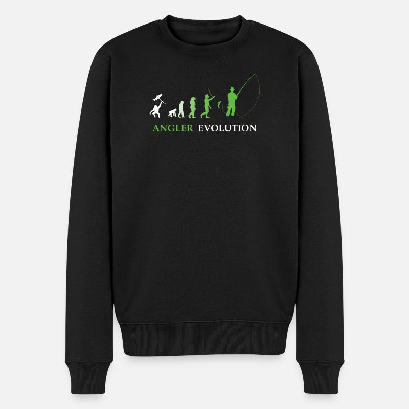 Angler Evolution - Fishing, Fisherman - Männer Premium Bio Pullover - Schwarz
