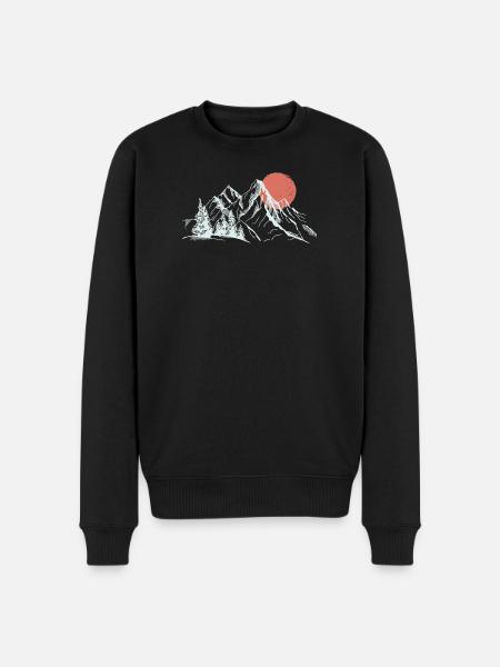Crimson Sun Over Snowy Peaks - Men's Premium Organic Jumper - black