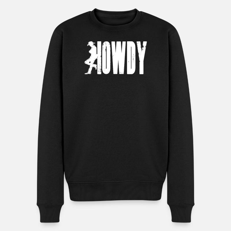 HOWDY Cowboy - Männer Premium Bio Pullover - Schwarz