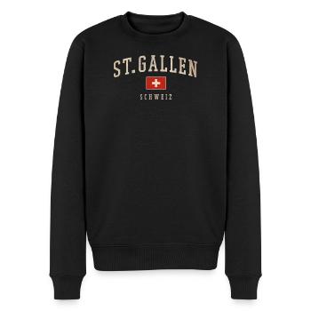 St. Gallen Switzerland Vintage Logo - Men's Premium Organic Jumper - black - Front - Nico (187cm)