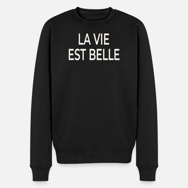 La Vie Est Belle – Französischer Chic - Männer Premium Bio Pullover - Schwarz