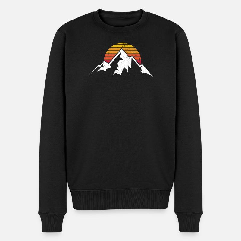 Sunset Ridge Bergsilhouette - Männer Premium Bio Pullover - Schwarz