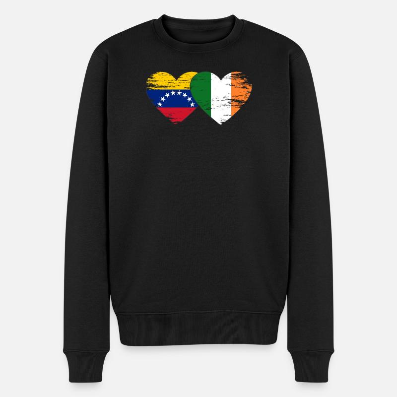 Venezuela-Irland Herzen Collage - Männer Premium Bio Pullover - Schwarz