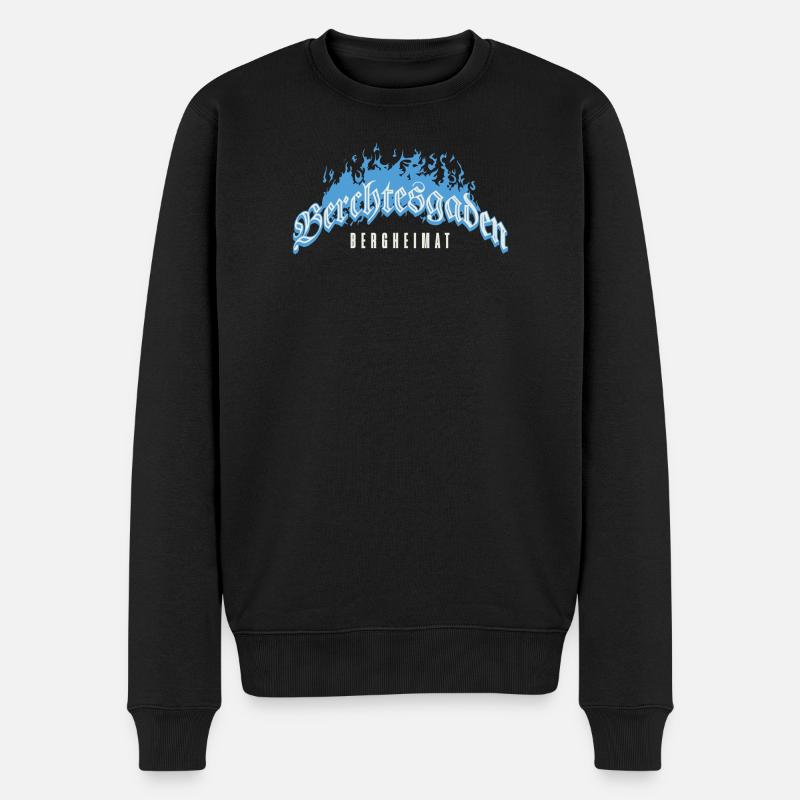 Berchtesgaden Bergheimat Feuer Design - Männer Premium Bio Pullover - Schwarz