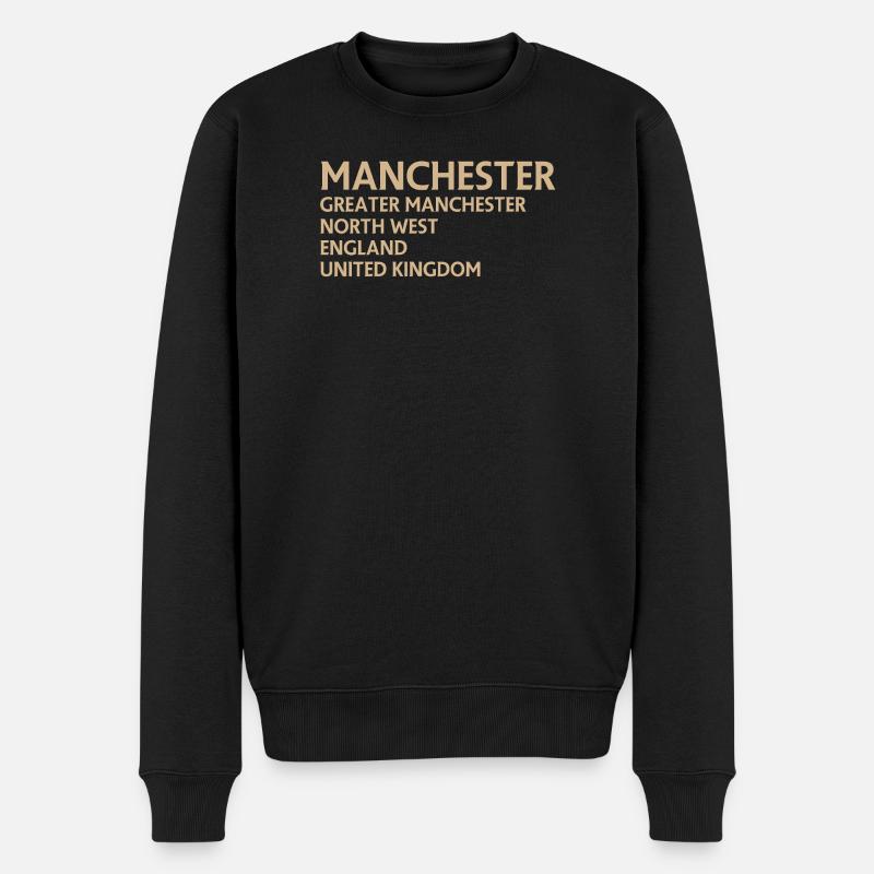 Manchester – England Lyric Design - Männer Premium Bio Pullover - Schwarz