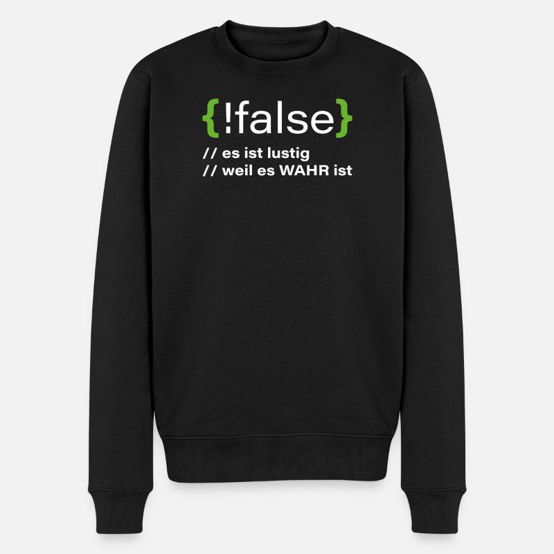 false - Lustiger Programmierer Spruch - Männer Premium Bio Pullover - Schwarz