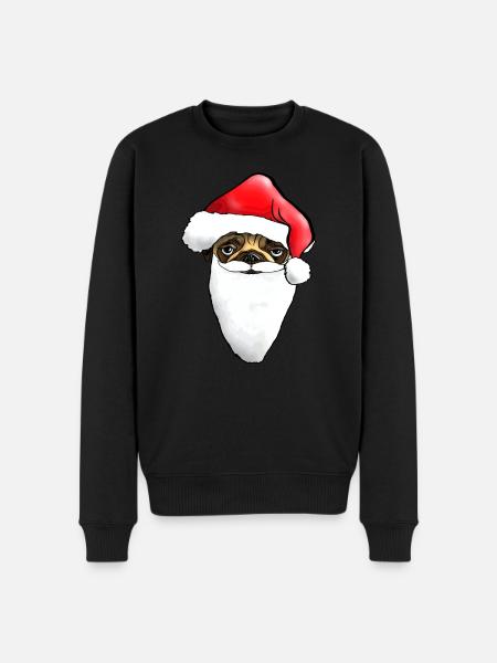 Weihnachtsmops - Ugly Christmas Mops - - Männer Premium Bio Pullover - Schwarz