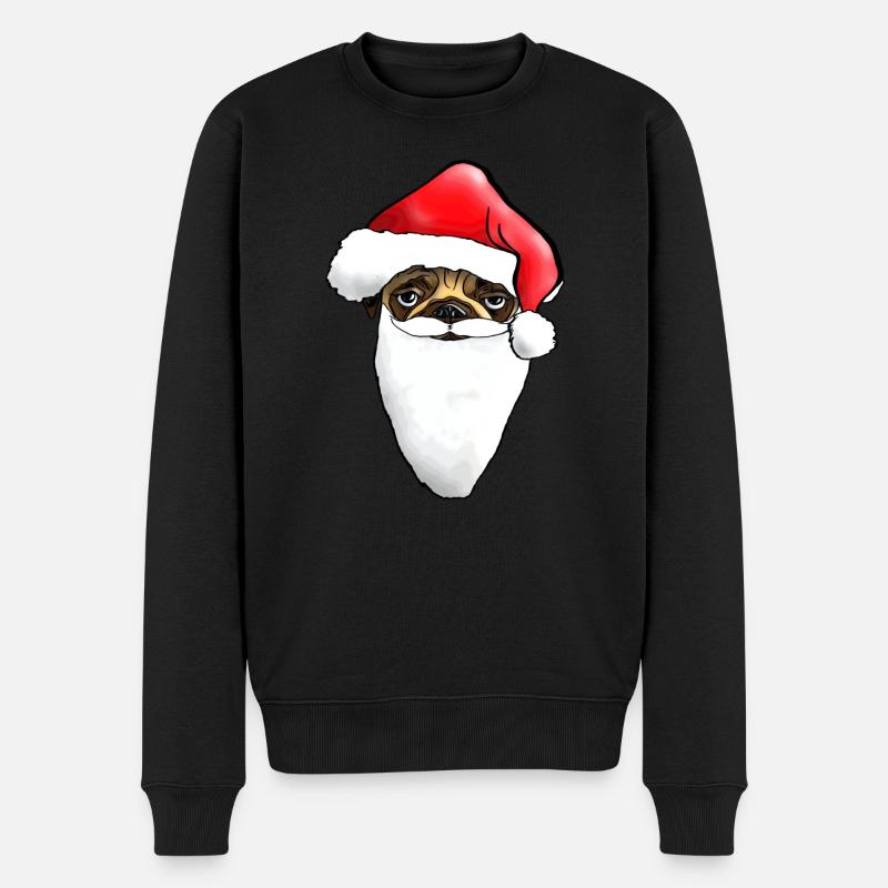 Weihnachtsmops - Ugly Christmas Mops - - Männer Premium Bio Pullover - Schwarz