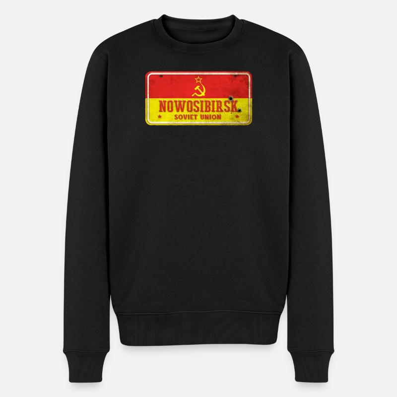 Nowosibirsk Sowjetunion Vintage Schild - Männer Premium Bio Pullover - Schwarz