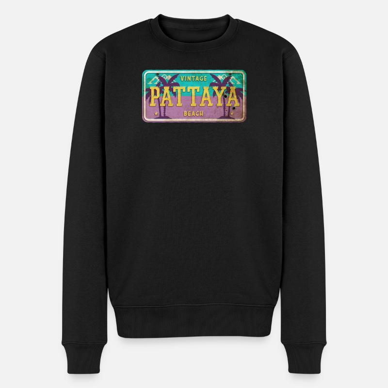Pattaya Thailand Vintage Schild - Männer Premium Bio Pullover - Schwarz